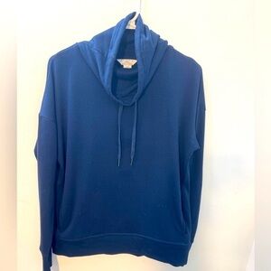 Danskin Drawstring Women's  Cowl Neck Blue Pullover Sweatshirt Size S/p